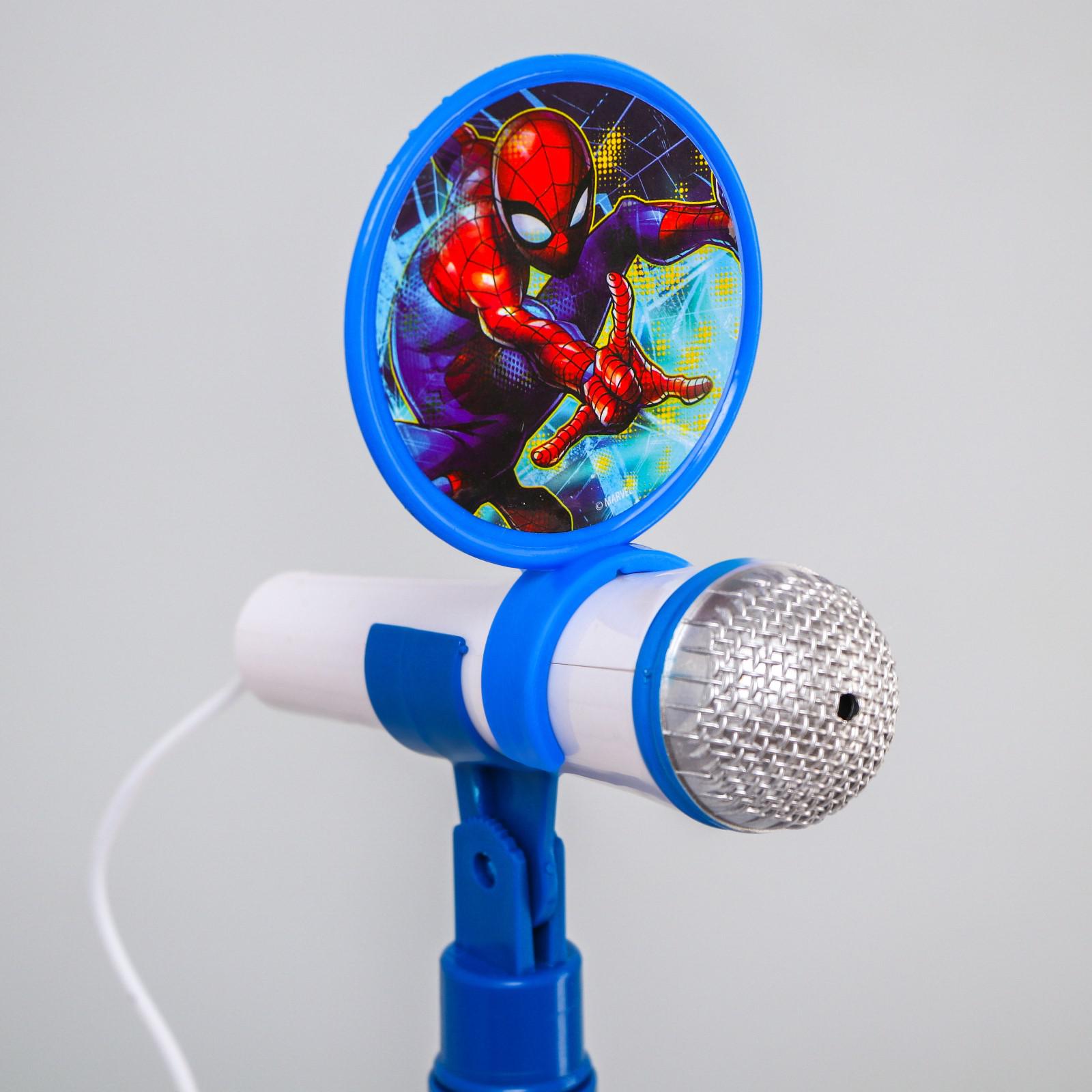 Игрушка MARVEL Музыкальный микрофон Человек-паук на стойке - фото 6