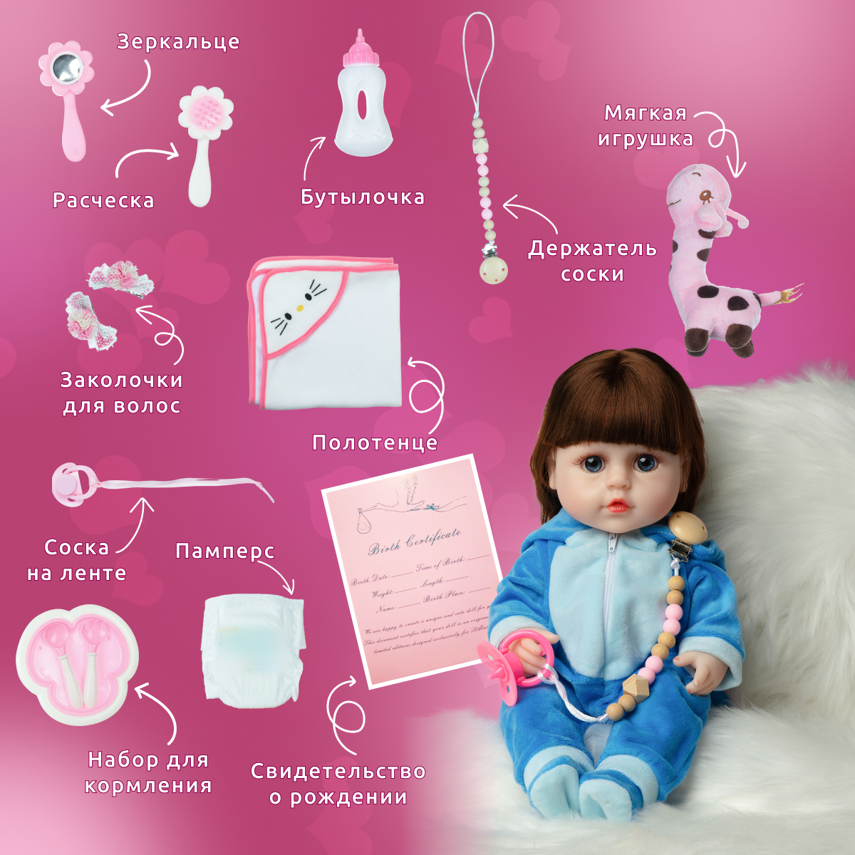 Кукла Реборн QA BABY Кэндис девочка интерактивная Пупс набор игрушки для ванной для девочки 38 см 3811 - фото 10