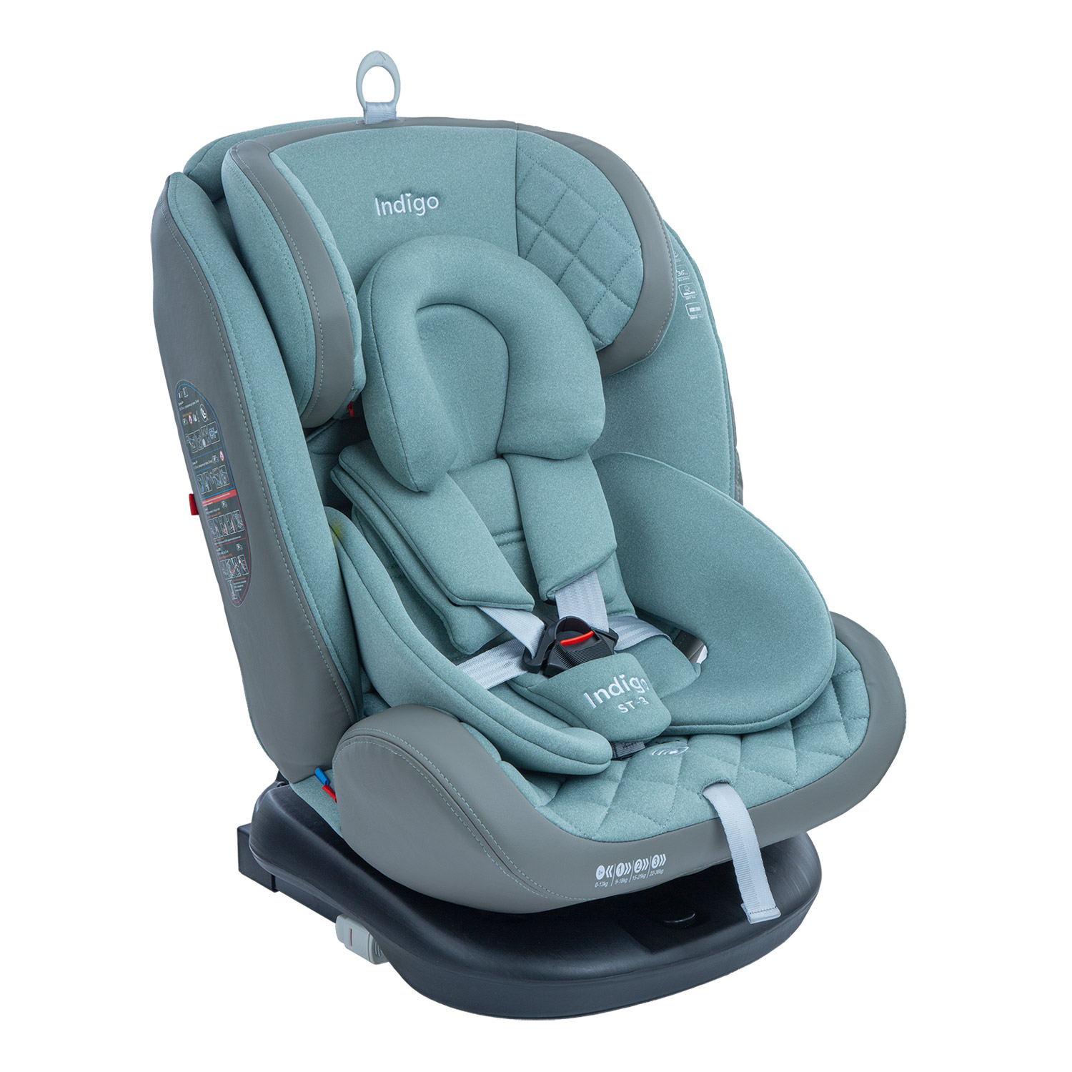 Автокресло Indigo Aero ST-3 Isofix растущее поворотное 0-36 кг шалфей - фото 1