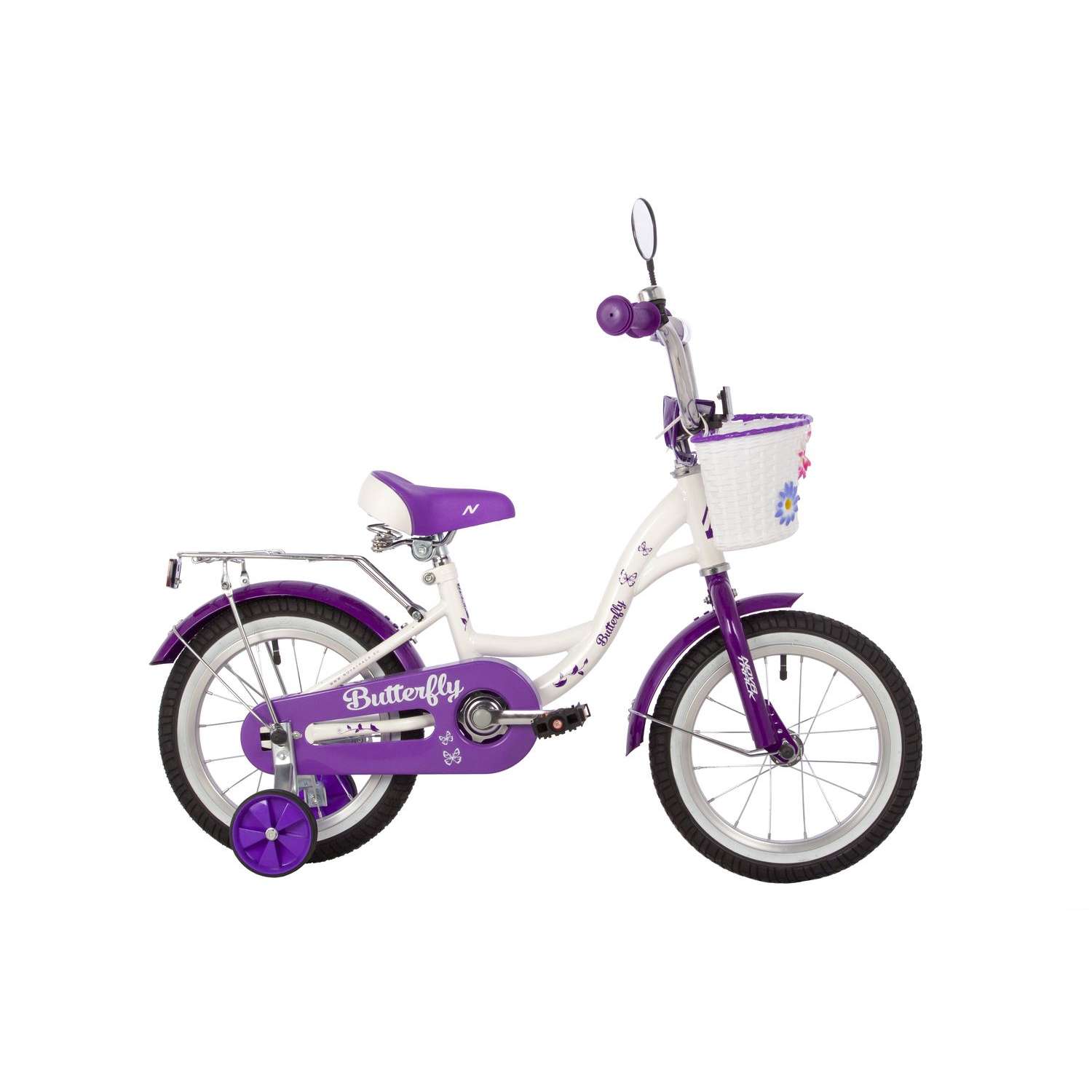 Велосипед 14 белый-фиолетовый NOVATRACK BUTTERFLY - фото 2