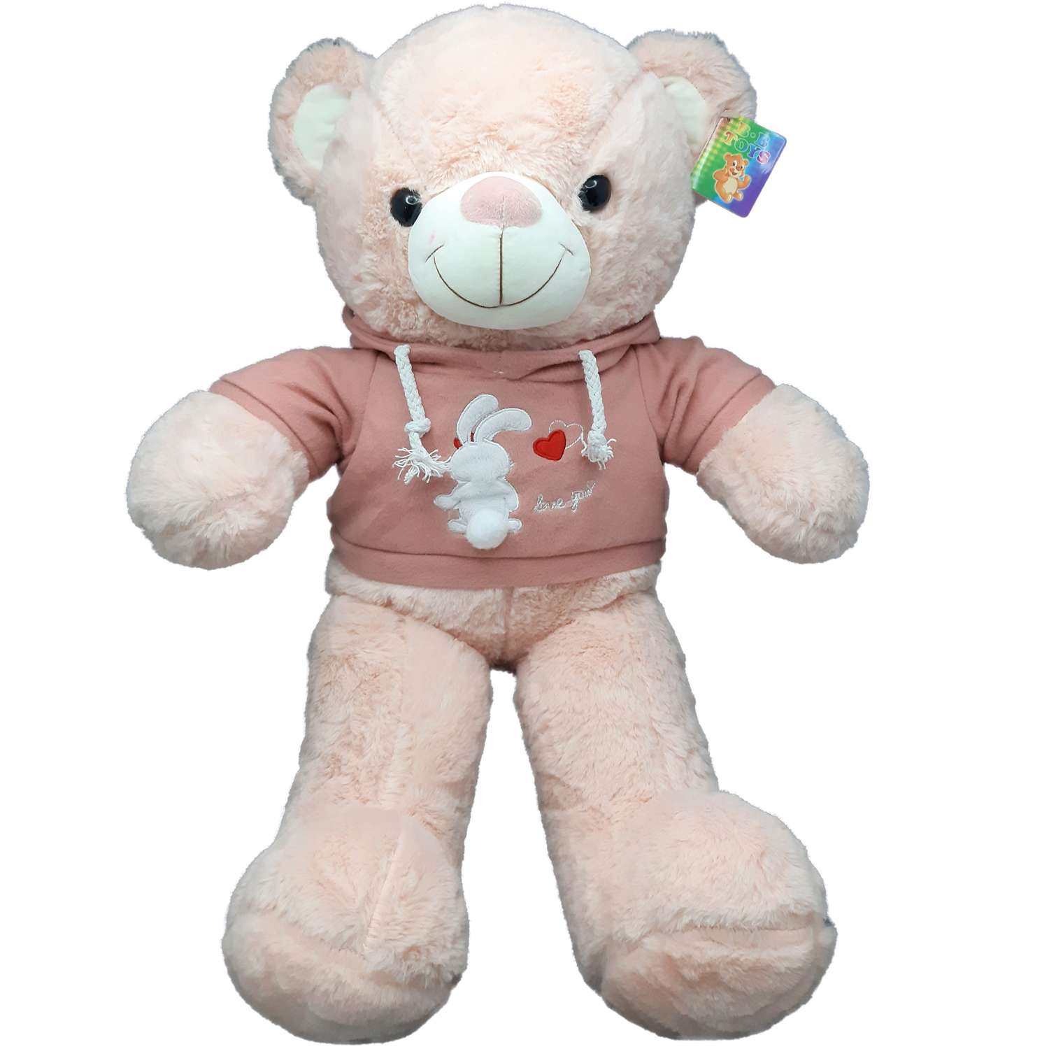 Мягкая игрушка Avocadoffka Медведь в розовой кофте с капюшоном 60см - фото 1