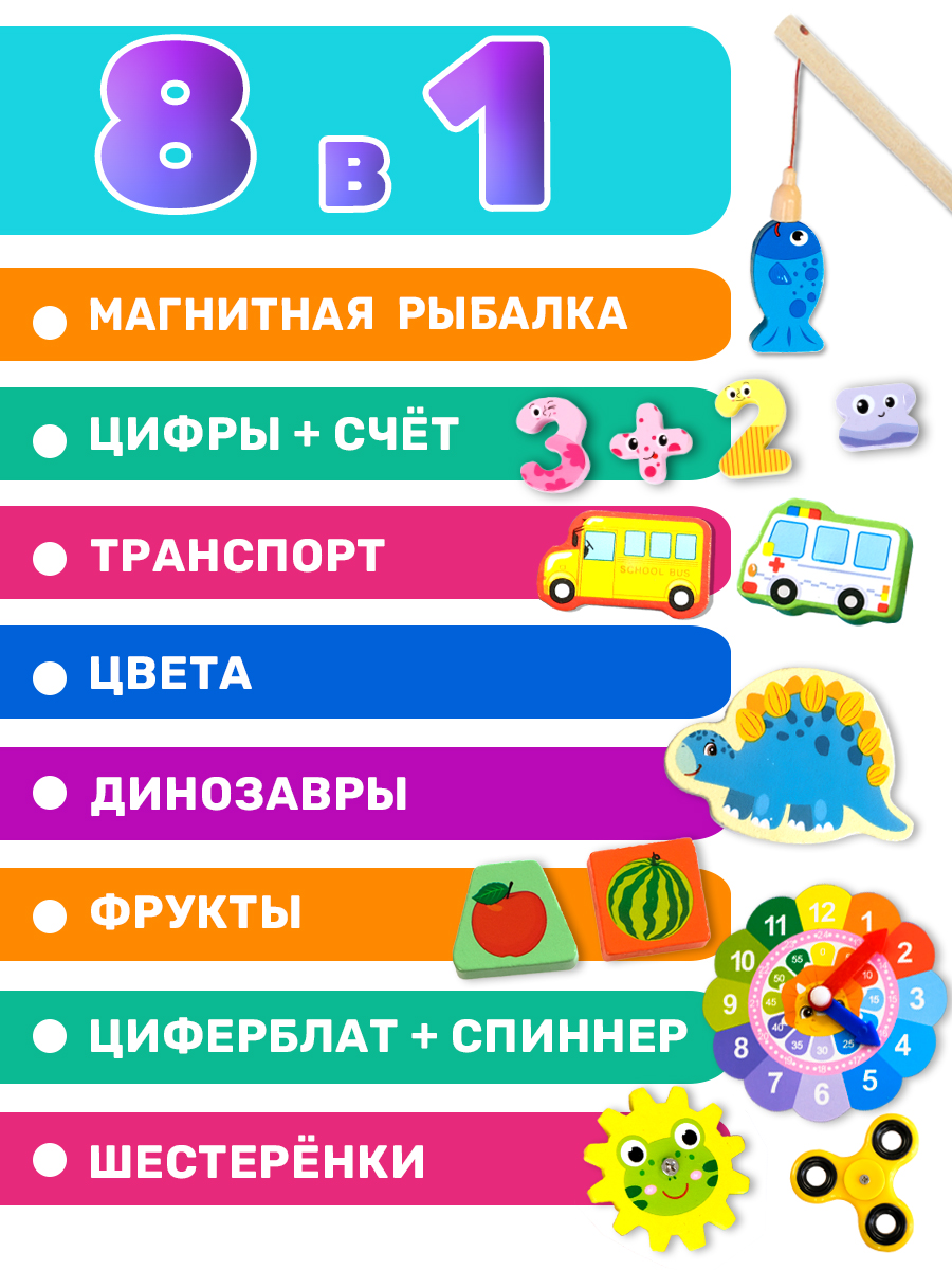 Сортер BONNY CAT Деревянная игрушка доска с циферблатом и спиннером - фото 3