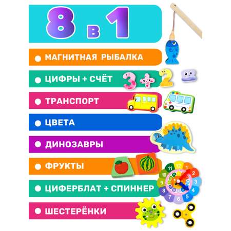 Сортер BONNY CAT Деревянная игрушка доска с циферблатом и спиннером