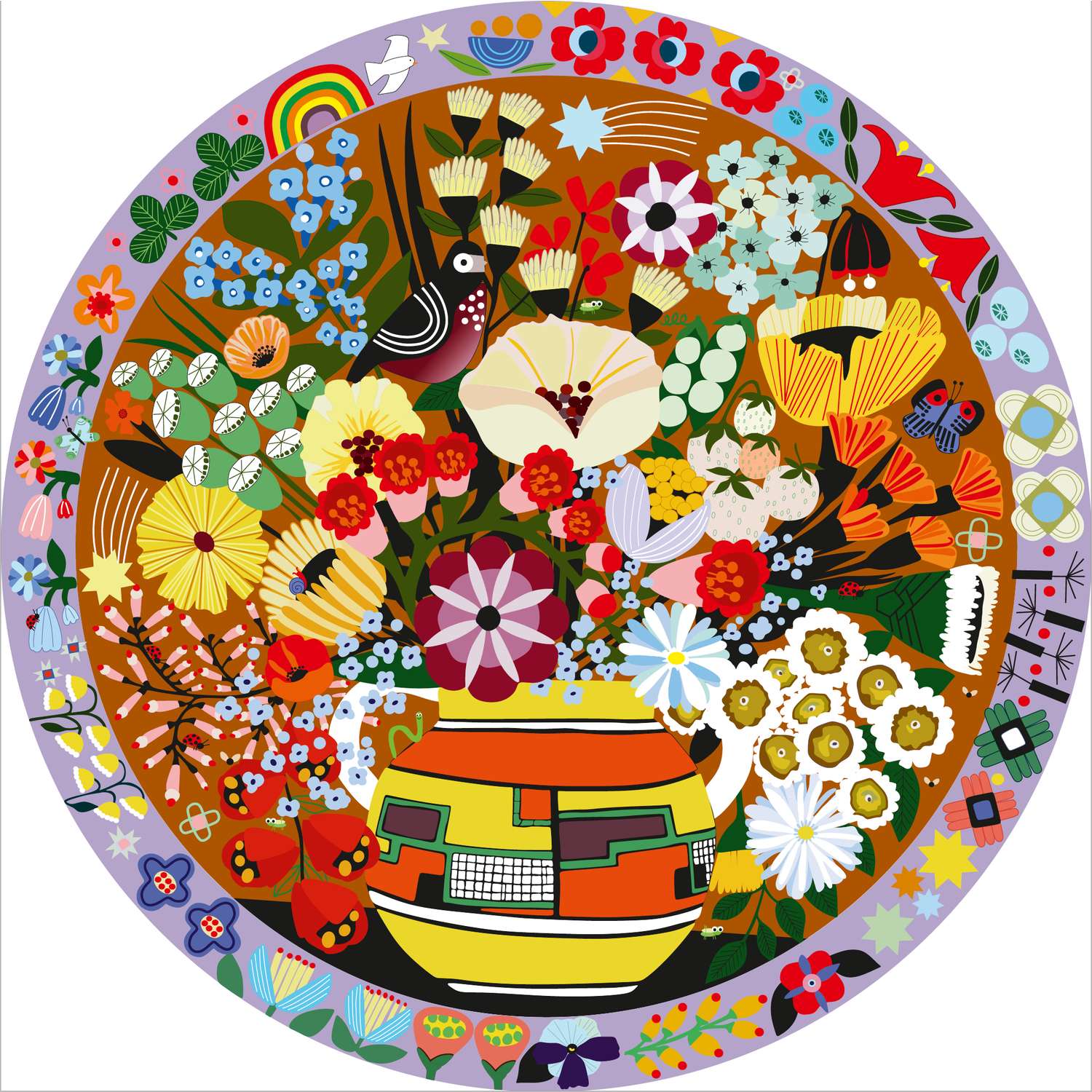 Круглый пазл JAZZLE Цветочная гармония 500 деталей диаметр 48 см - фото 1