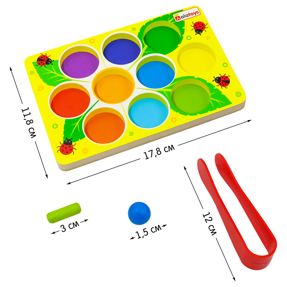 Сортер Монтессори с пинцетом Алатойс деревянный Цветная поляна - фото 5