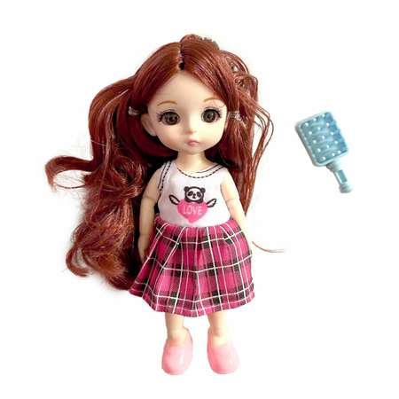 Кукла 1TOY Alisa Kawaii mini с расчёской длинные темные волосы