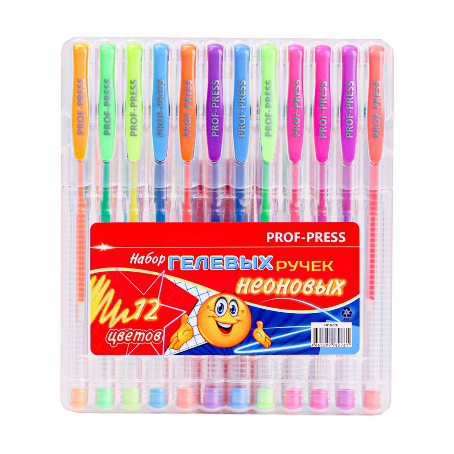 Ручки гелевые Prof-Press флуоресцентные неоновые 12 штук - фото 1