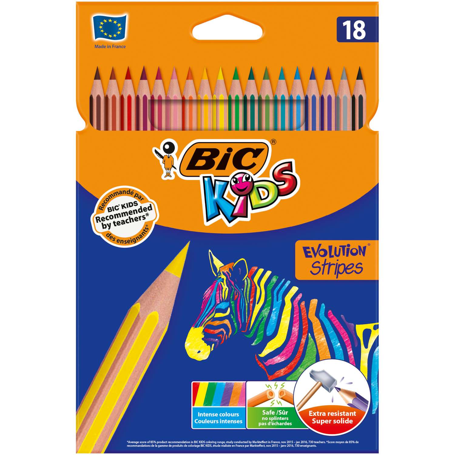 Карандаши цветные BIC Страйпс 18цветов 950524 - фото 1