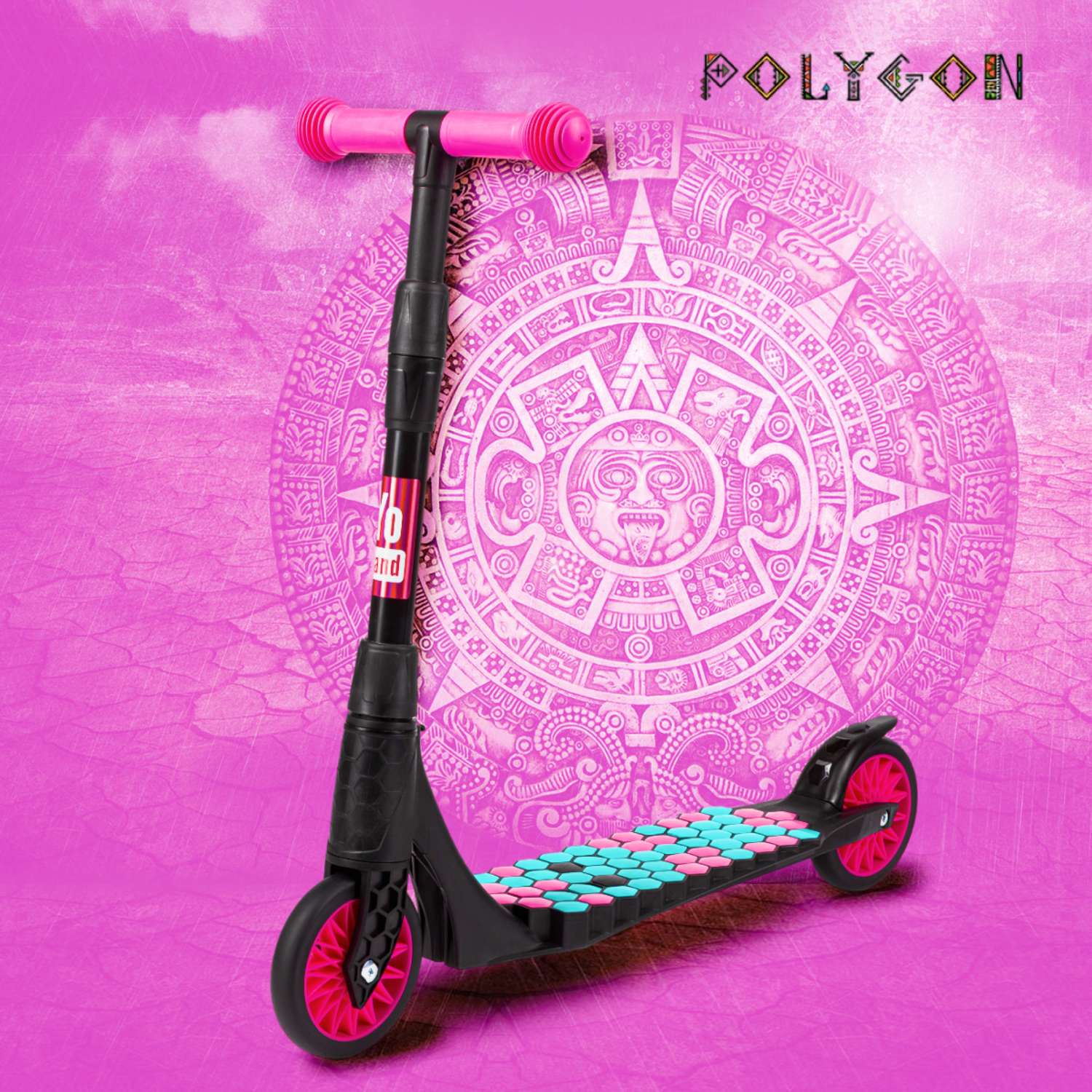 Креативный самокат Yo Band двухколесный складной POLYGON розовый - фото 1