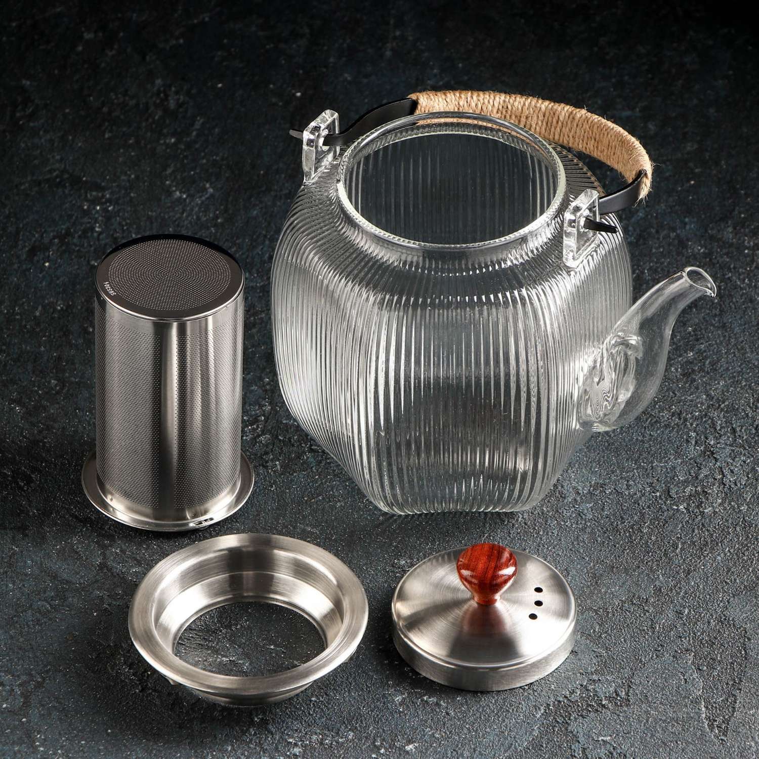 Чайник Sima-Land стеклянный заварочный с металлическим ситом «Мулан» 1 л - фото 2