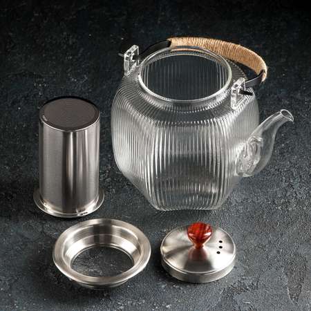 Чайник Sima-Land стеклянный заварочный с металлическим ситом «Мулан» 1 л