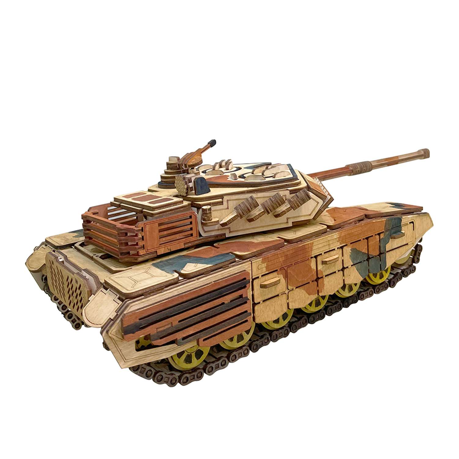 Деревянный конструктор ViromToys Сборная модель военный Танк подвижный - фото 7