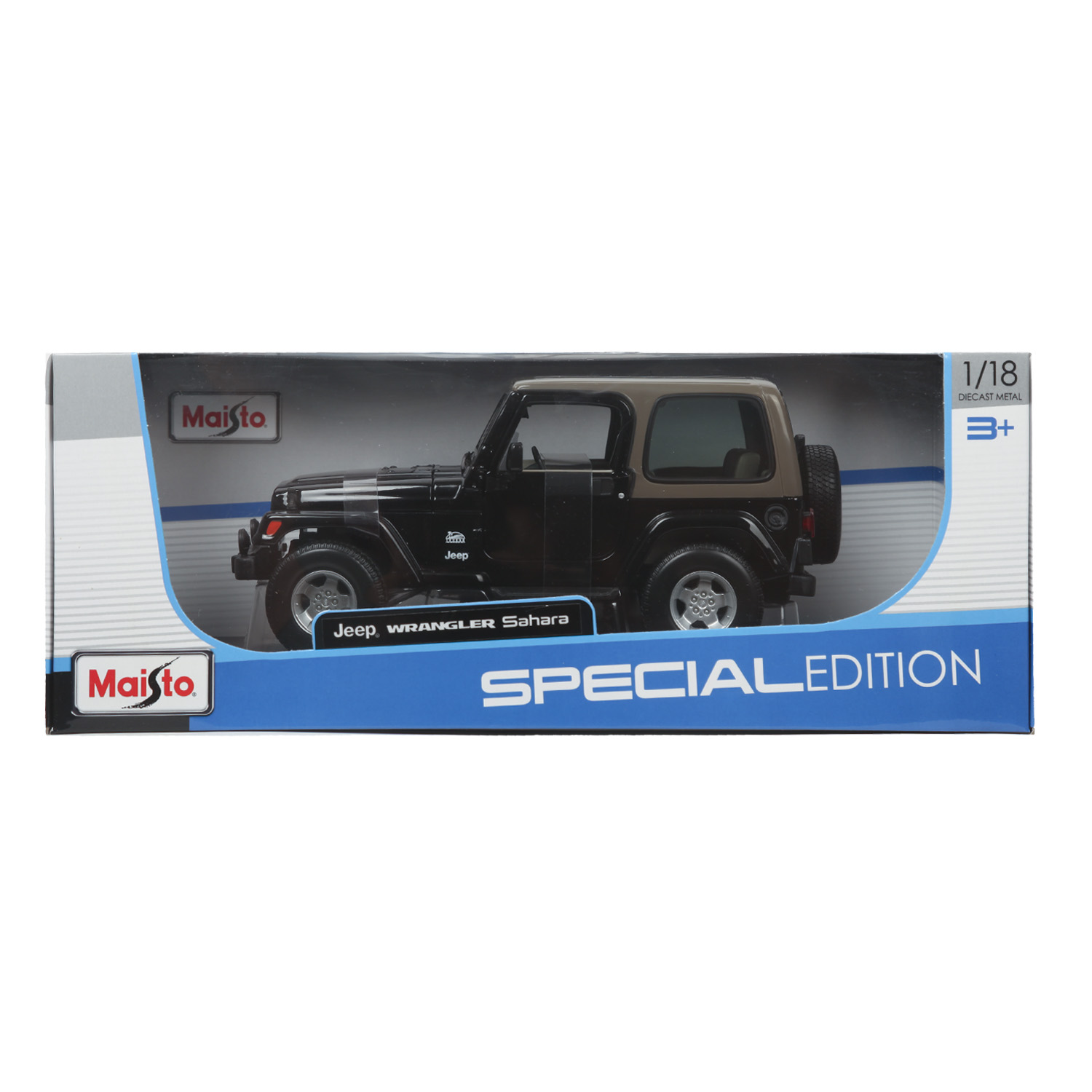 Машина MAISTO 1:18 Jeep Wrangler Sahara Черная 31662 купить по цене 1699 ₽  в интернет-магазине Детский мир