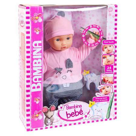 Кукла DIMIAN Bambina bebe пупс мой первый зуб звуковые эффекты 46 см