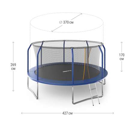 Батут каркасный supreme basic UNIX line 14 ft Blue диаметр 427 см до 160 кг диаметр прыжковой зоны 370 см