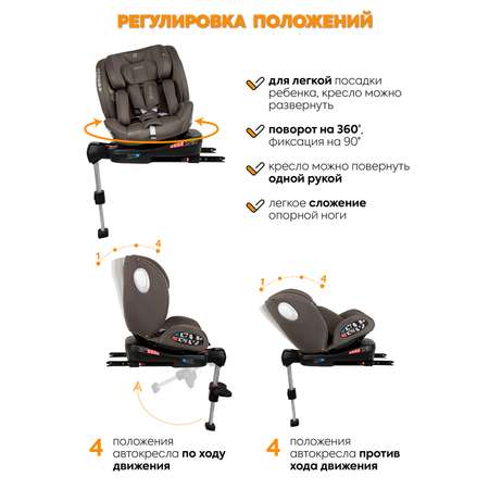 Автокресло детское JOVOLA Jet Isofix 0-36 кг группа 0+1+2+3 с упором в пол бежевый-коричневый