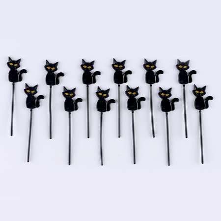 Шпажки Страна карнавалия «Кот» набор 12 шт цвет черный