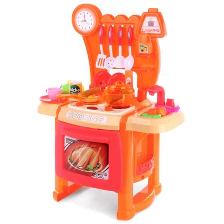 Детская кухня Veld Co Звуки свет вода пар плита детская посуда игрушечная 28 предметов