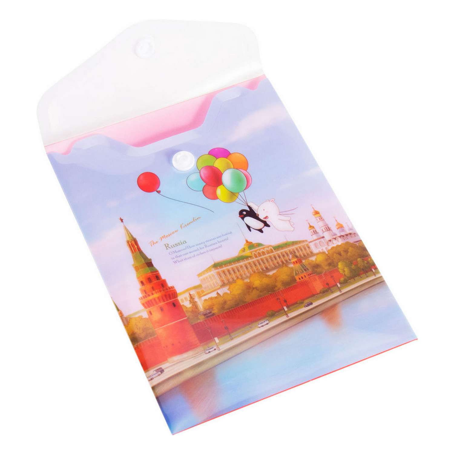 Папка-конверт COMIX на кнопке А6 серия География Москва Кремль - фото 3