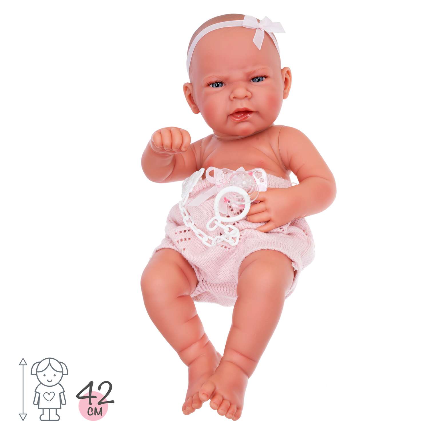 Кукла-пупс Antonio Juan Реборн Соня в розовом 42 см виниловая 5082 - фото 11