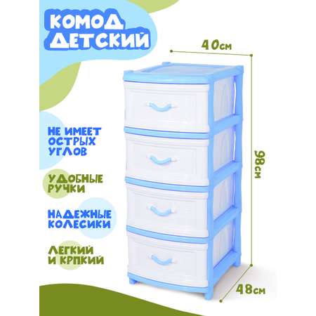 Комод elfplast Классика 4-х секционный белый голубой плетенка