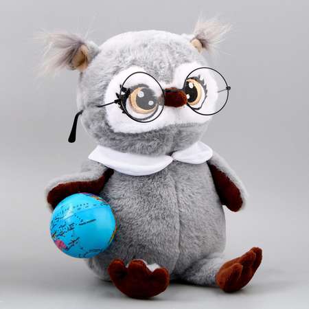 Мягкая игрушка Milo Toys «Совушка с глобусом» цвет серый