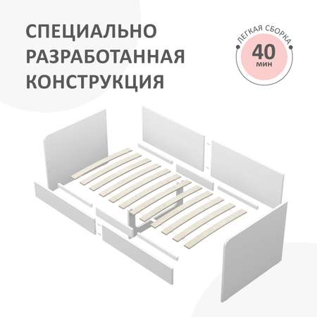 Детская кровать Умка 160*70 см ROMACK на ортопедическом основании с защитным бортиком