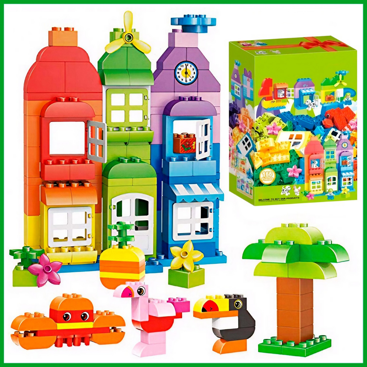 Игрушка LX Конструктор Duplo Мир животных и домов 166 деталей - фото 2