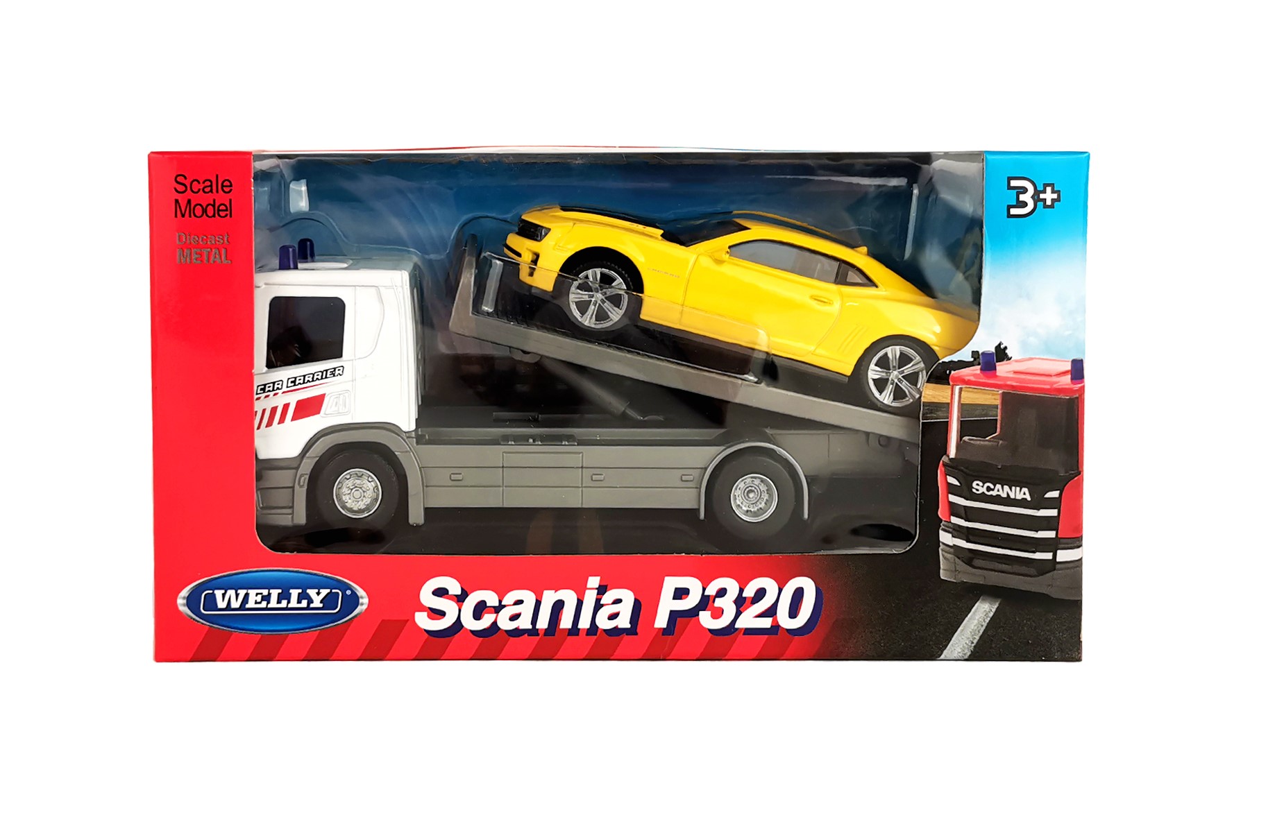 Набор WELLY Модели машин грузовик Scania 1:57 Chevrolet Camaro ZL1 1:43