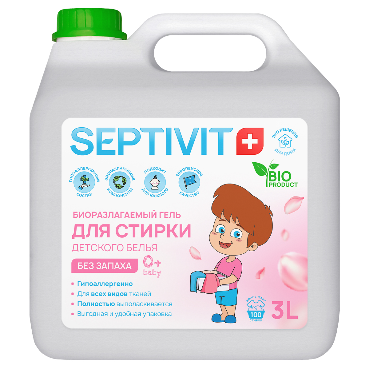 Гель для стирки детского белья SEPTIVIT Premium Без запаха 3л - фото 1