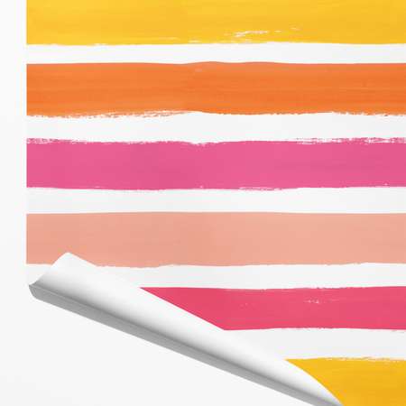 Бумага упаковочная Красота в Деталях Широкие розово-желтые полосы