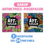 Раскраска Проф-Пресс антистресс на гребне набор из 2 шт 21.5х20 см. Арт-терапия Красота фауны+разнообразие флоры