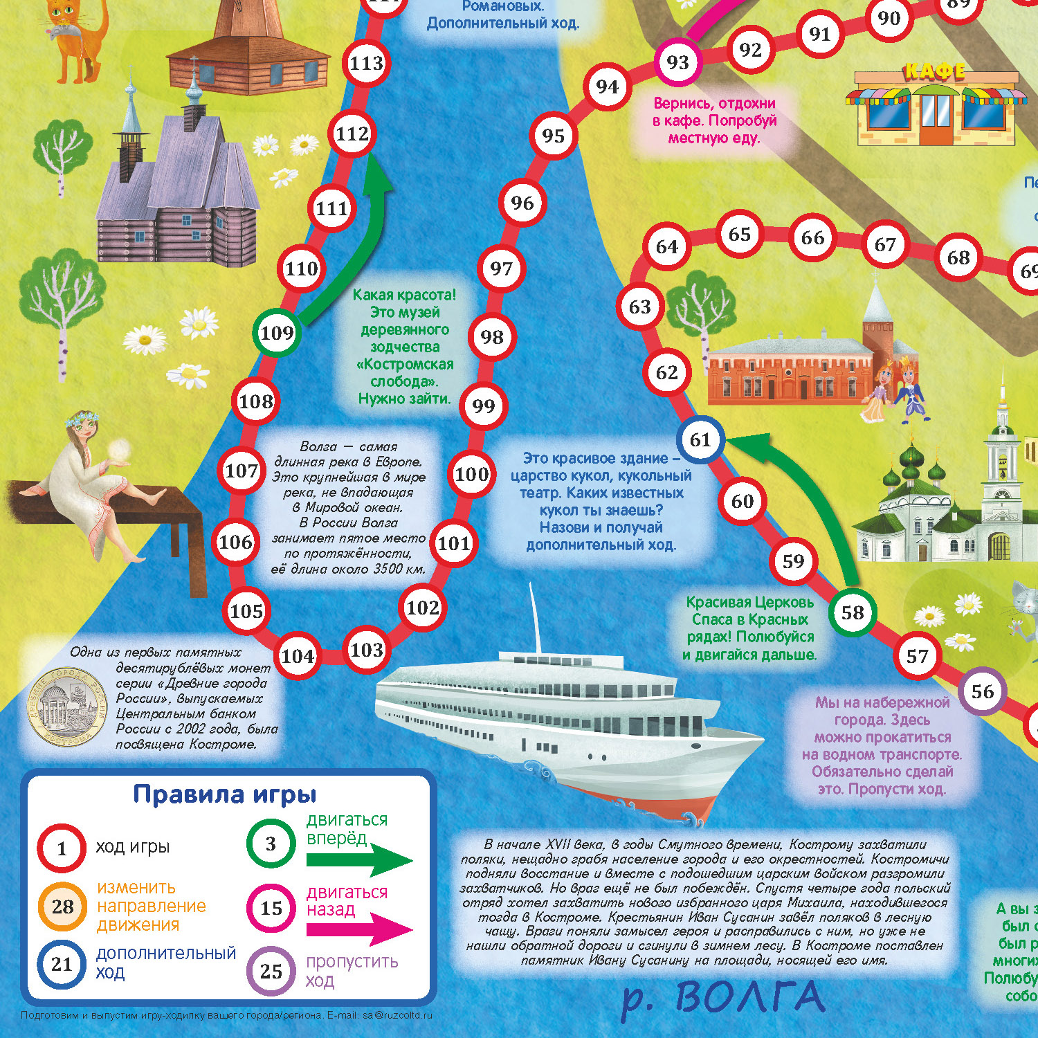 Настольная игра РУЗ Ко Кострома. Путешествие по городу. Играем всей семьей. - фото 5