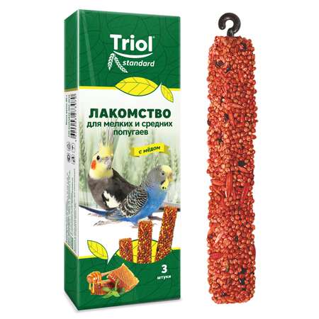 Лакомство для попугаев Triol 80г Standard мелких и средних с мёдом 3шт