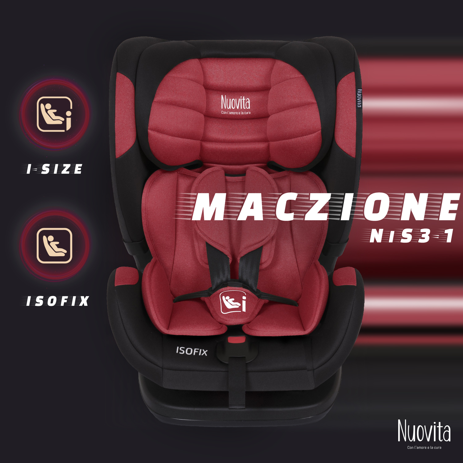 Автокресло Nuovita Maczione NiS3-1 Красный - фото 2