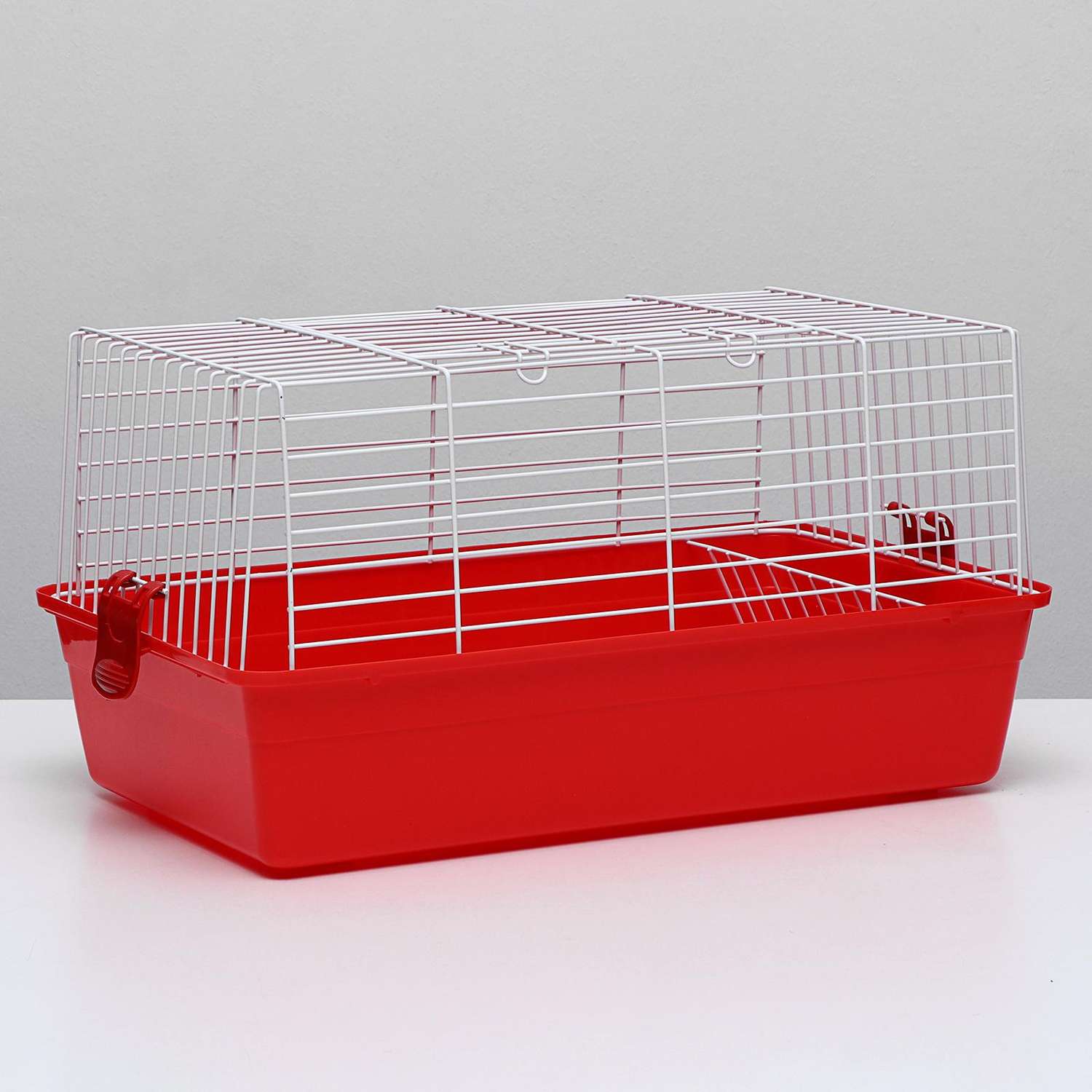 Клетка Пижон для кроликов с сенником 60х36х32 см красная - фото 1