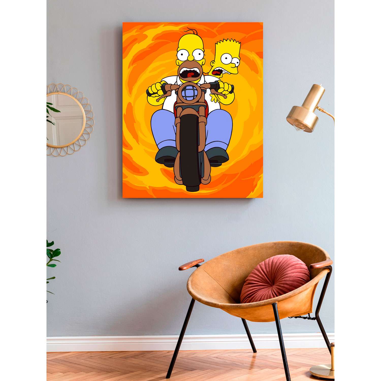 Картина по номерам Art on Canvas Симпсоны на байке холст на подрамнике 40х50 см - фото 3