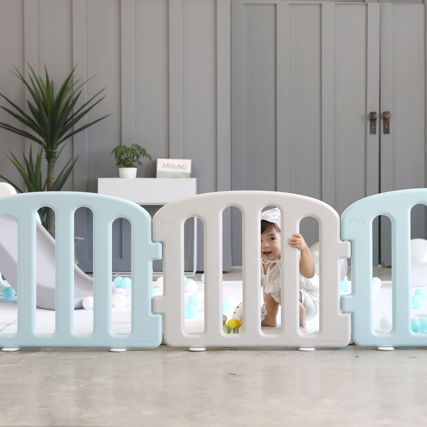 Детский манеж Ifam First Baby Room серый - голубой IF-137-1-FBR-CBLG10D - фото 5