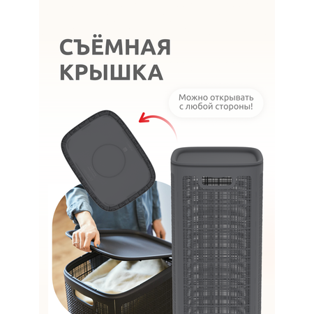 Корзина InHome для белья пластиковая с крышкой 100 л