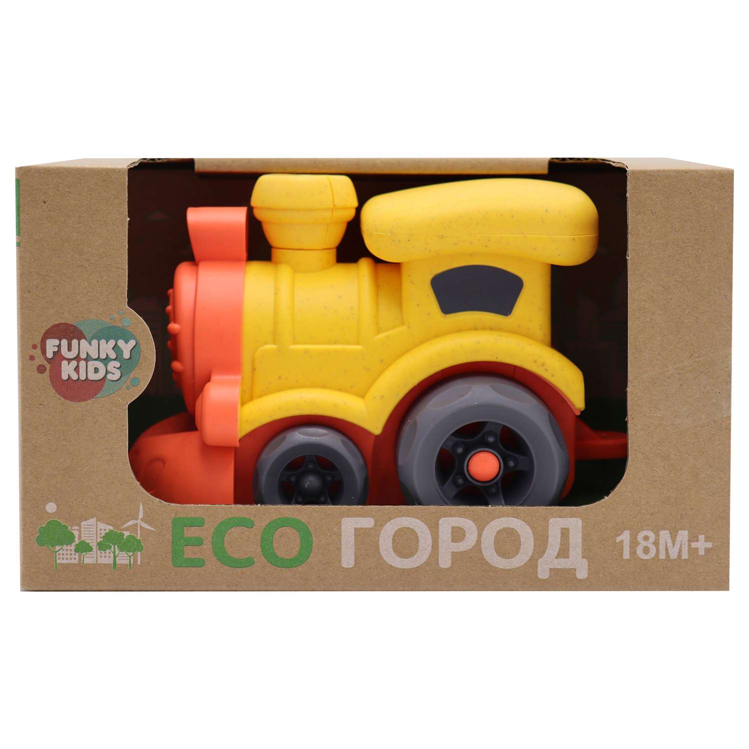 Игрушка Funky Toys Эко-машинка поезд Желтый 16 см FT0416349-2 - фото 2