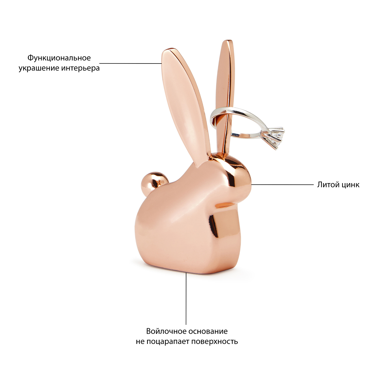 Подставка для колец Umbra Anigram кролик медь - фото 2