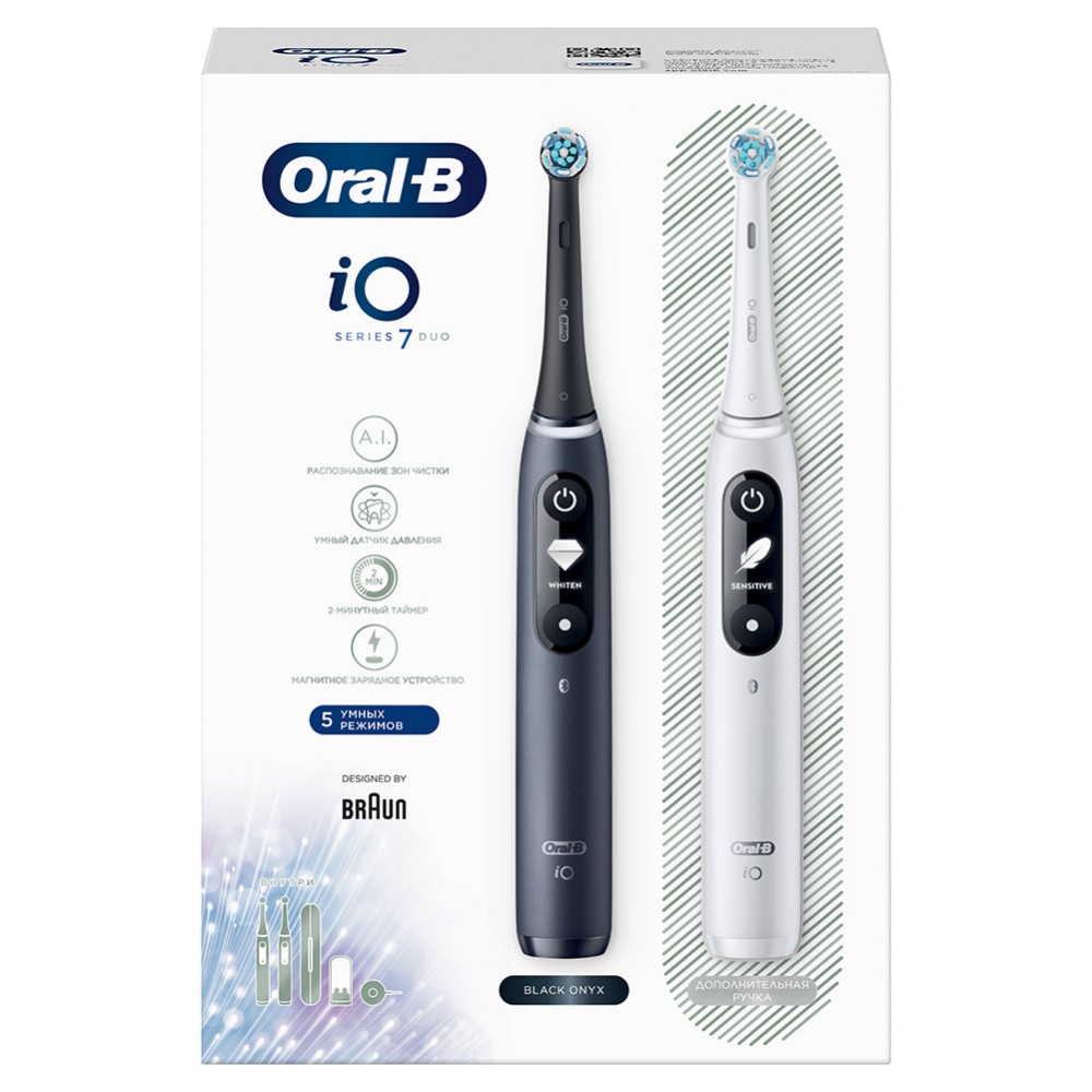 Электрическая зубная щетка ORAL-B iO 7 DUO Black Onyx White Alabaster - фото 13