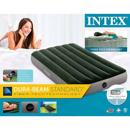 Надувной матрас INTEX кровать дюра бим престиж твин 99х191х25 см с насосом