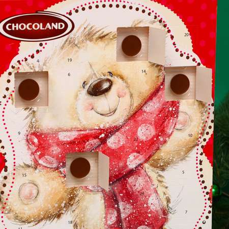Новогодний подарок Sima-Land Адвент календарь с мини плитками из молочного шоколада «Мишка» ассорти. 50 г