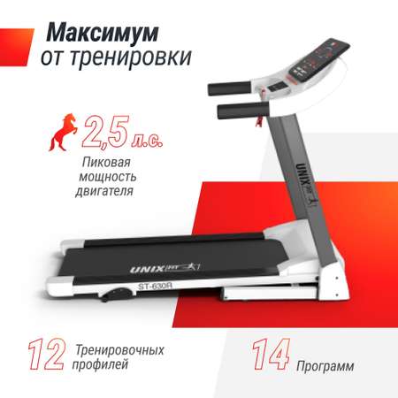 Беговая дорожка UNIX Fit ST-630R White до 120 кг 0.8 - 14 км/ч угол наклона 0-10 %