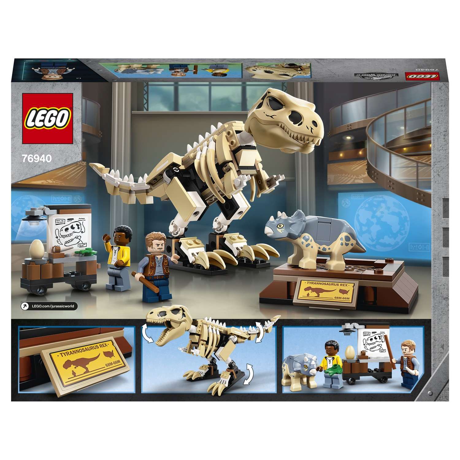 Конструктор LEGO Jurassic World Скелет тираннозавра на выставке 76940 - фото 3