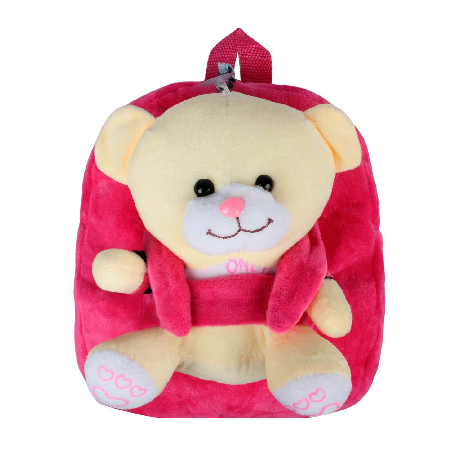 Рюкзак с игрушкой Little Mania фуксия Мишка бледно-желтый - фото 1