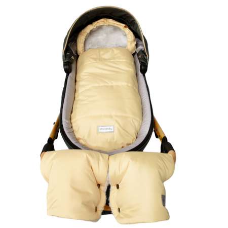 Конверт зимний AmaroBaby меховой Snowy Travel Песочный 105 см