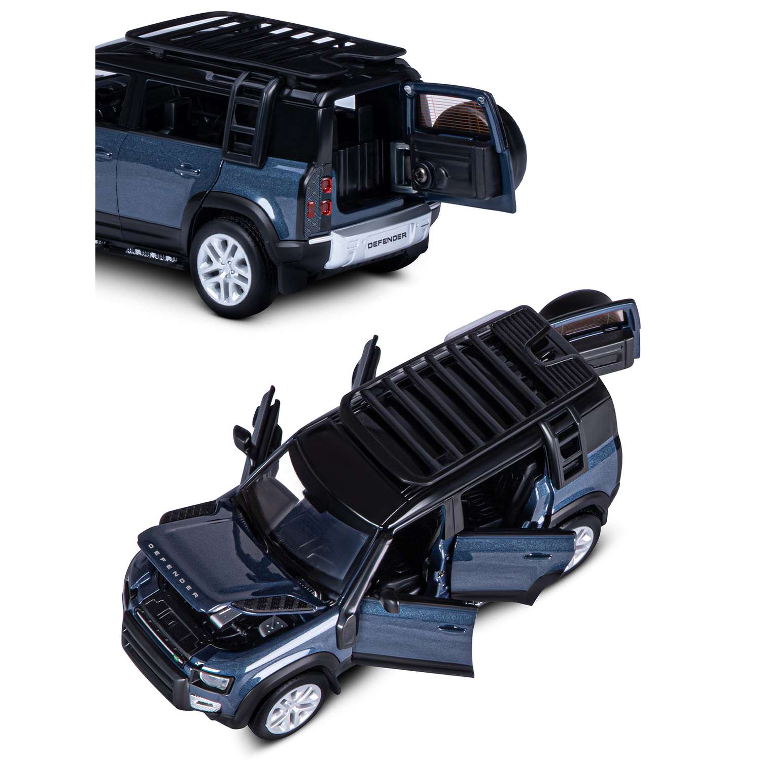 Машинка металлическая АВТОпанорама 1:32 Land Rover Defender 110 синий свободный ход колес JB1251534 - фото 8