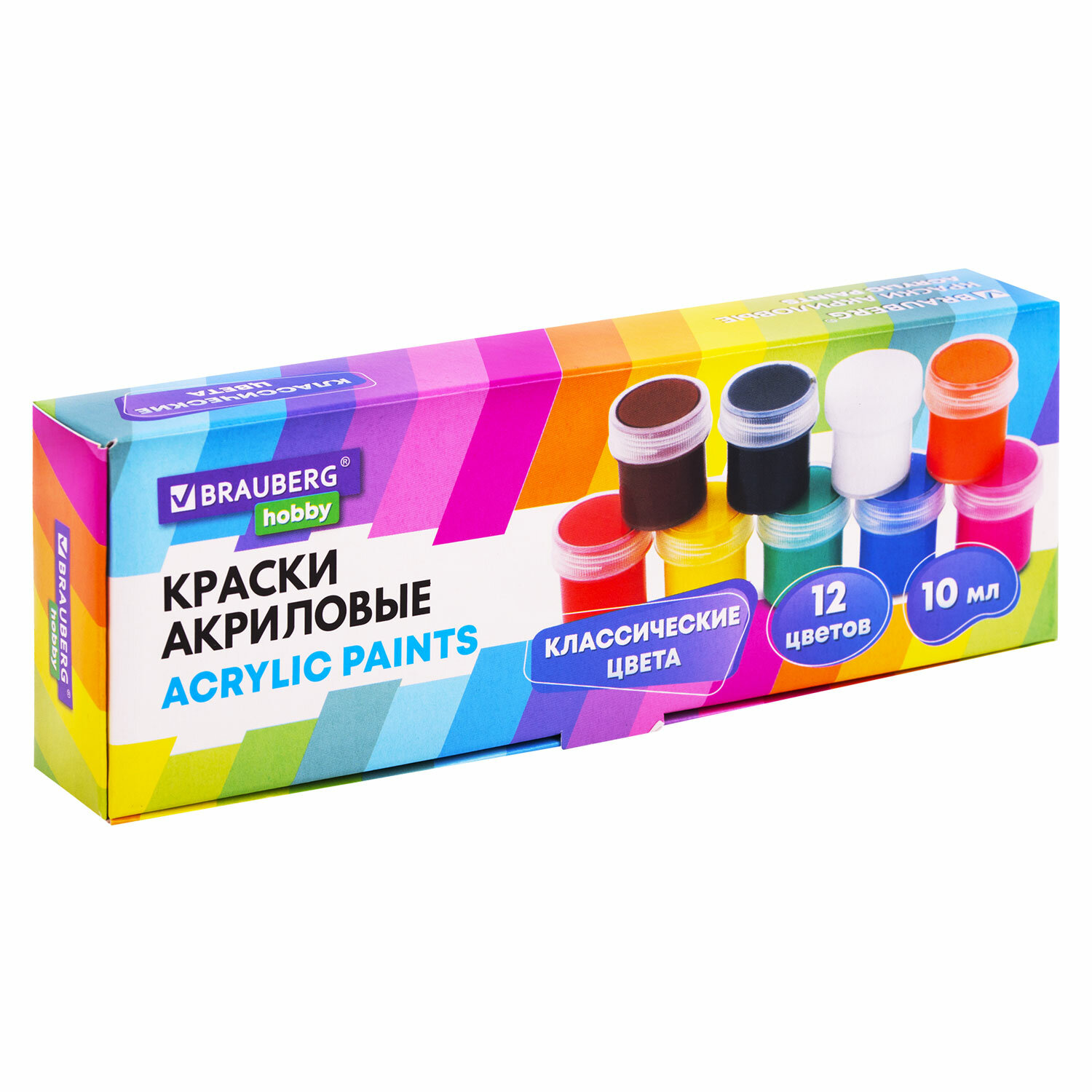 Краски акриловые Brauberg набор для рисования 12 цветов по 10 мл - фото 2